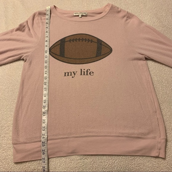 WILDFOX Football My Life Sweatshirt Pullover Baggy Beach Jumper Pale Pink - Picture 5 of 11